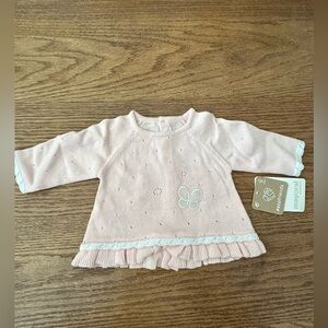 Soft Pink sweater/ pants set with white trim
